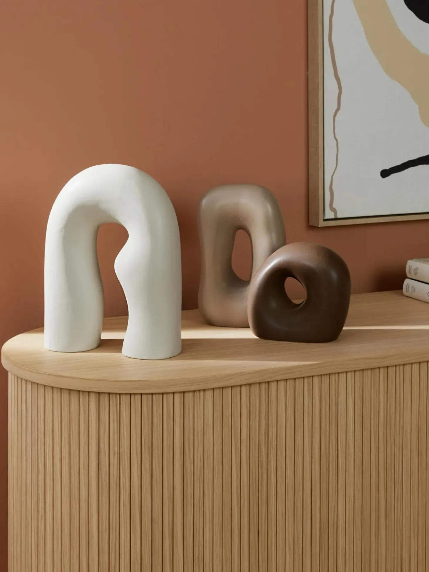 Set 3 Oggetti Decorativi In Maiolica Alenda