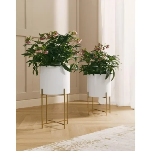 Set 2 Portavasi Alti In Metallo Mina*Westwing Collection Hot