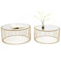 Set 2 Tavolini Da Salotto Con Piano In Vetro Wire*Kare Design Best