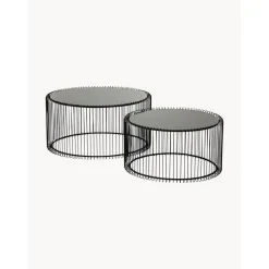 Set 2 Tavolini Da Salotto Con Piano In Vetro Wire*Kare Design Hot