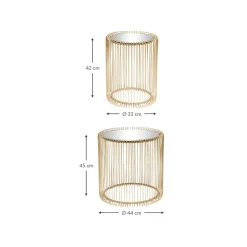 Set 2 Tavolini Da Salotto Con Piano In Vetro Wire*Kare Design New