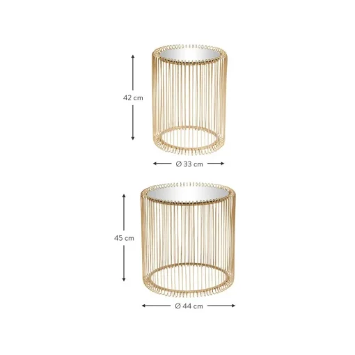 Set 2 Tavolini Da Salotto Con Piano In Vetro Wire*Kare Design New