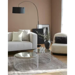 Set 2 Tavolini Da Salotto Con Piano In Vetro Wire*Kare Design Best