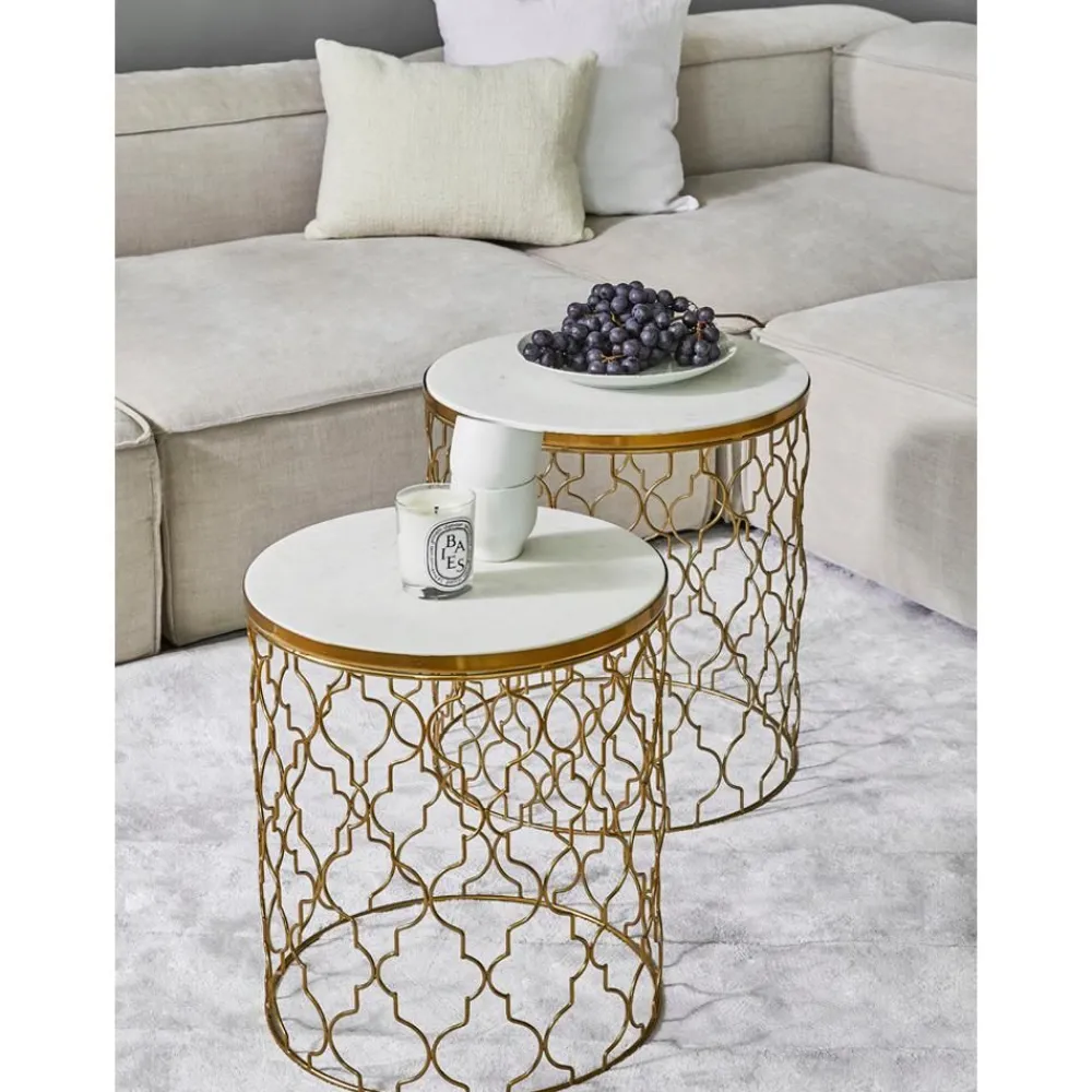 Set 2 Tavolini In Marmo Blake*Westwing Collection Best