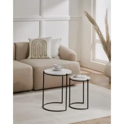 Set 2 Tavolini In Marmo Ella*Westwing Collection Hot