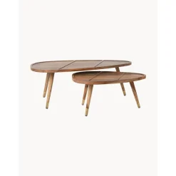 Set 2 Tavolini Ovali Da Salotto In Legno Di Sheesham Sham*Dutchbone Online