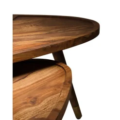 Set 2 Tavolini Ovali Da Salotto In Legno Di Sheesham Sham*Dutchbone Online