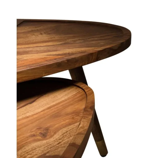 Set 2 Tavolini Ovali Da Salotto In Legno Di Sheesham Sham*Dutchbone Online