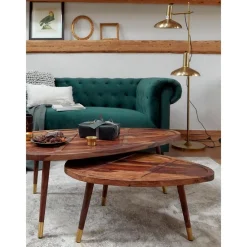 Set 2 Tavolini Ovali Da Salotto In Legno Di Sheesham Sham*Dutchbone Online