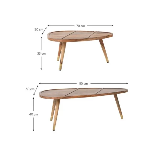 Set 2 Tavolini Ovali Da Salotto In Legno Di Sheesham Sham*Dutchbone Online