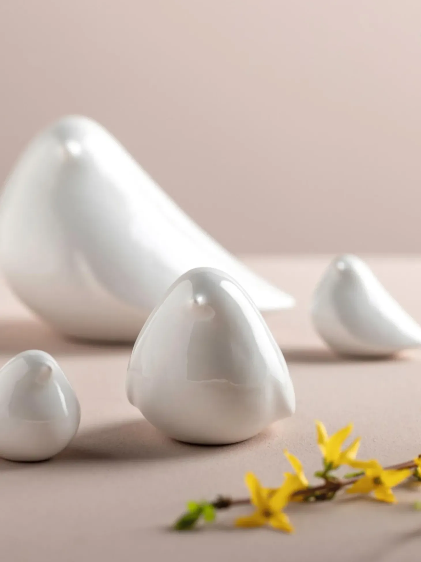 Set 2 Uccelli Decorativi In Porcellana Alassio