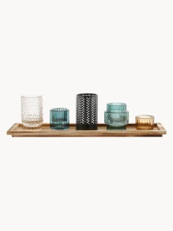 Set Portacandele Con Vassoio In Legno Elviena 6 Pz