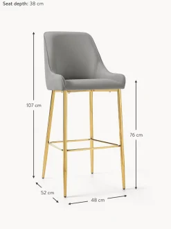 Sgabello Cucina In Velluto Grigio Ava