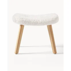 Sgabello Imbottito In Teddy Con Gambe In Legno Wing*Westwing Collection Outlet