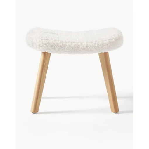 Sgabello Imbottito In Teddy Con Gambe In Legno Wing*Westwing Collection Outlet