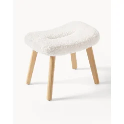 Sgabello Imbottito In Teddy Con Gambe In Legno Wing*Westwing Collection Outlet