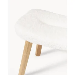 Sgabello Imbottito In Teddy Con Gambe In Legno Wing*Westwing Collection Outlet