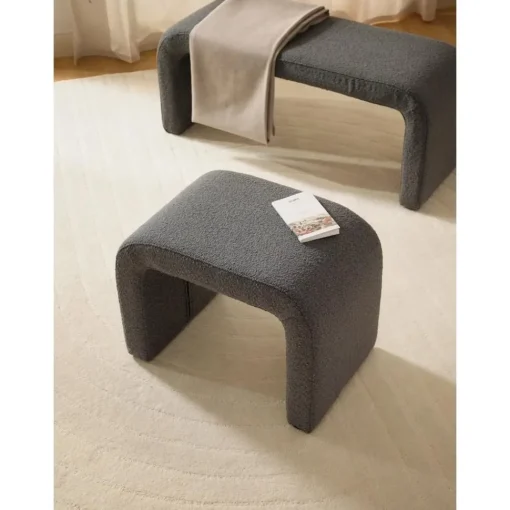 Sgabello In Tessuto Boucle Grigio Penelope*Westwing Collection New