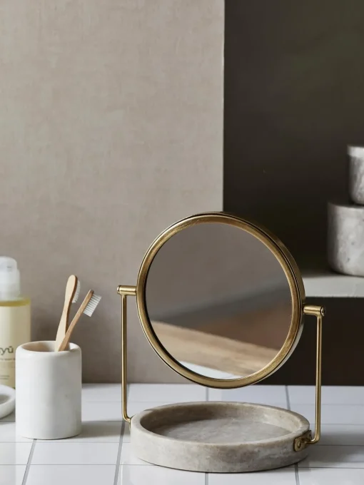 Specchio Cosmetico Con Base In Marmo Haja
