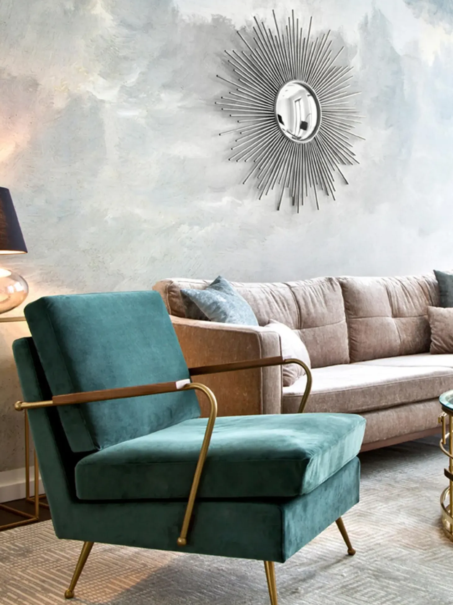 Specchio Decorativo Con Cornice In Metallo Argentato Ella