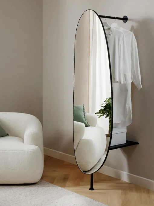 Specchio Moderno Da Parete Con Ripiano In Metallo Ophelia