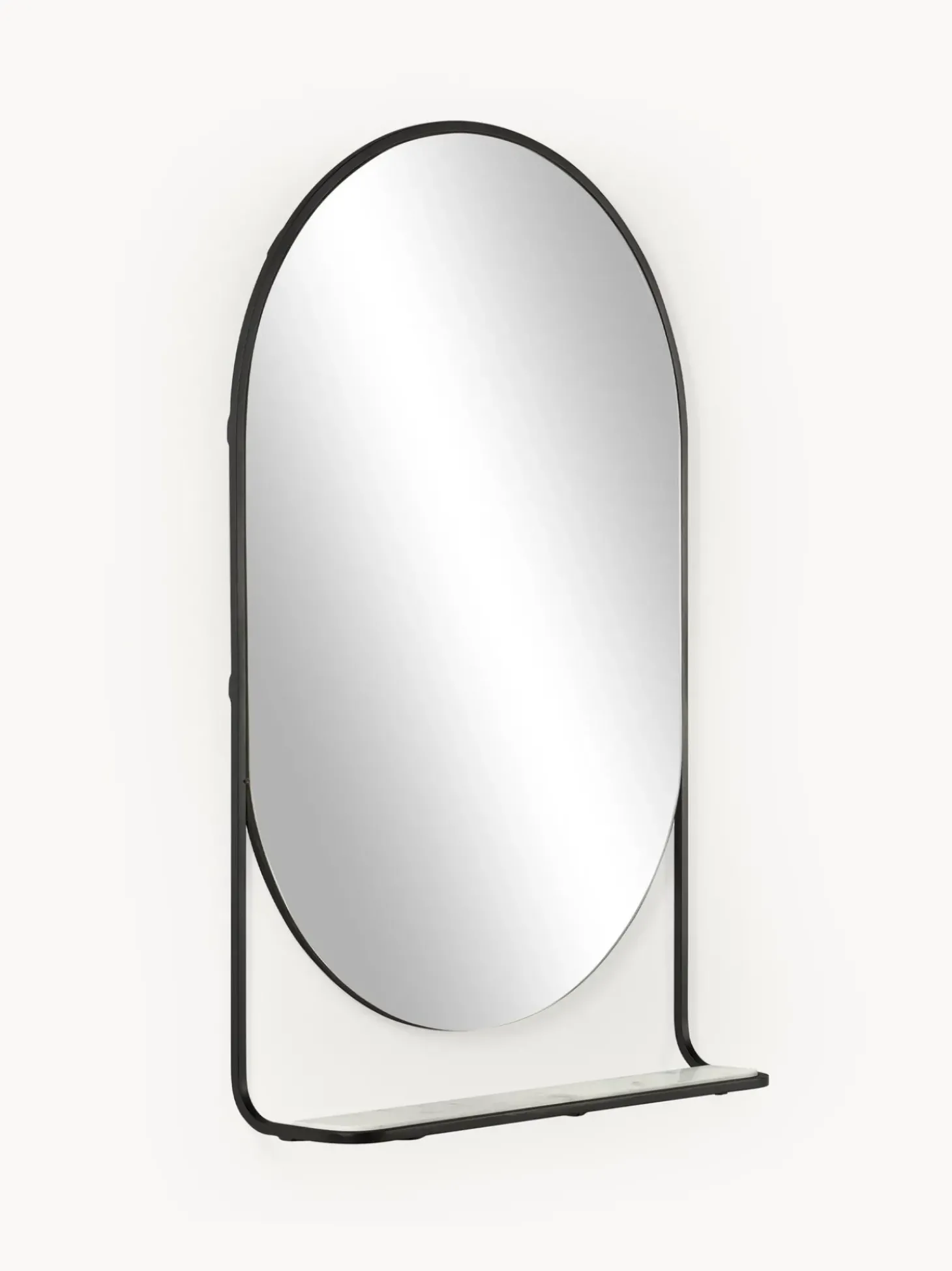 Specchio Ovale Da Parete Con Mensola In Marmo Verena