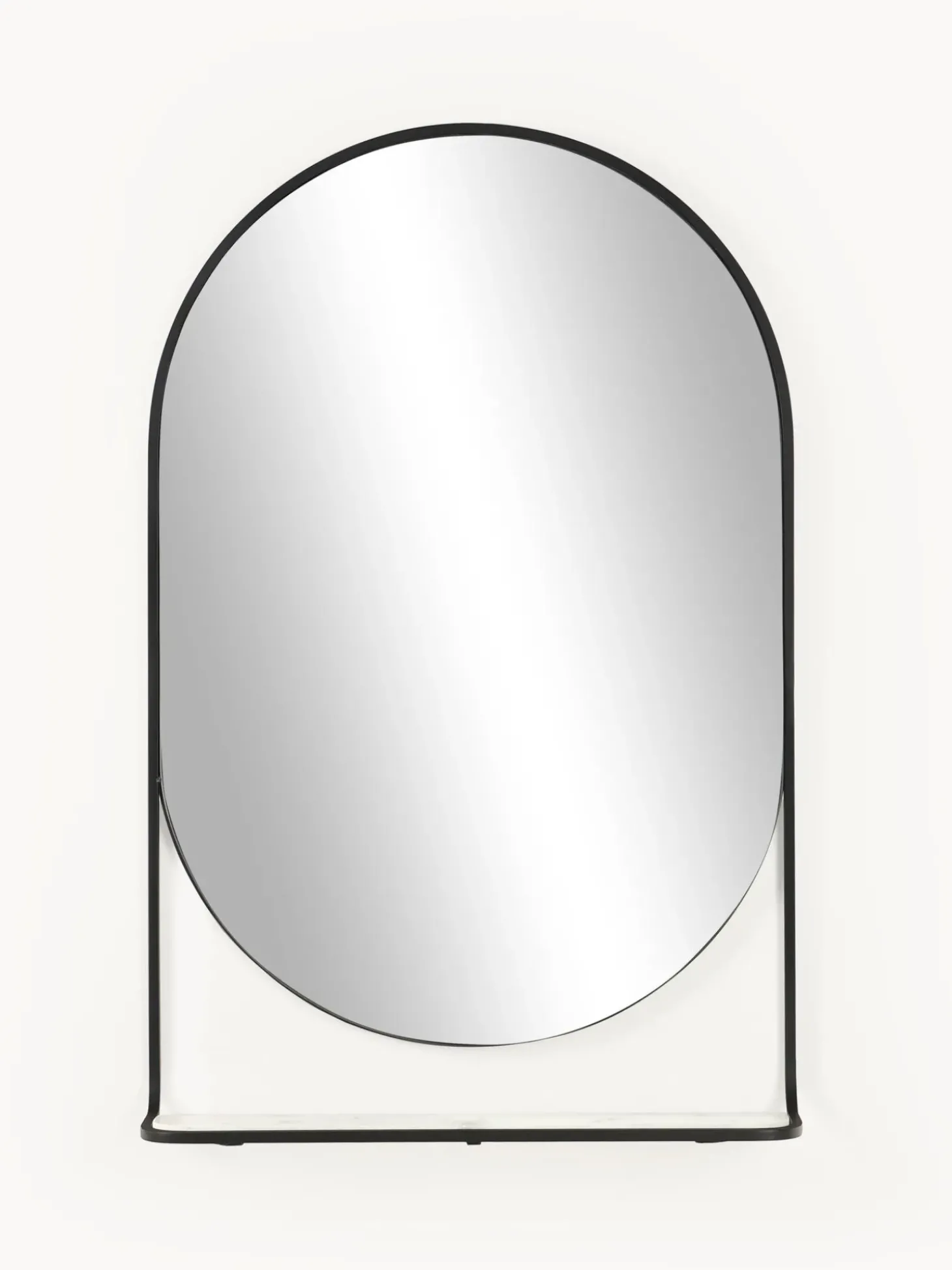 Specchio Ovale Da Parete Con Mensola In Marmo Verena