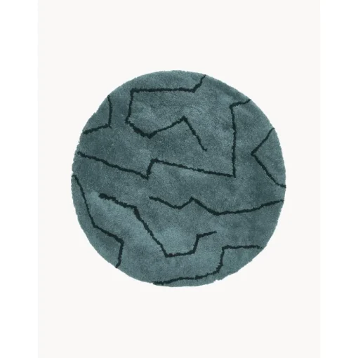 Tappeto Rotondo A Pelo Lungo Blu Petrolio Davin, Fatto A Mano*Westwing Collection Discount
