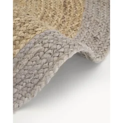 Tappeto Rotondo In Juta Fatto A Mano Con Bordo Grigio Shanta*Westwing Collection New