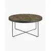 Tavolino Da Salotto Rotondo In Metallo Con Piano In Vetro Marmorizzato Gellina*Ellos Home New