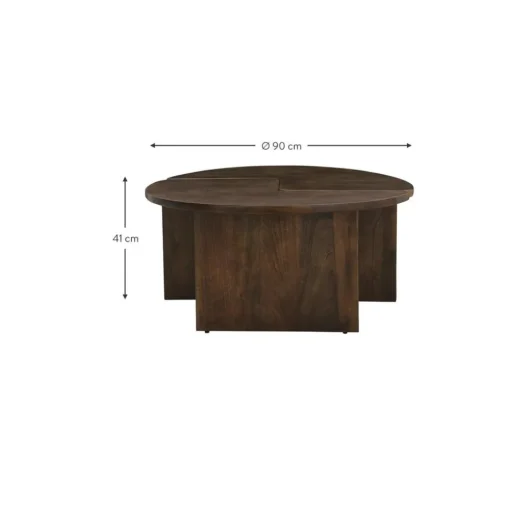 Tavolino Da Salotto Rotondo In Legno Di Mango Match 2 Pz*Ellos Home Clearance