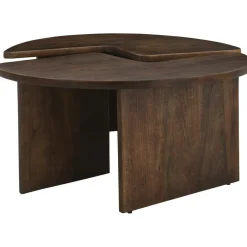 Tavolino Da Salotto Rotondo In Legno Di Mango Match 2 Pz*Ellos Home Clearance