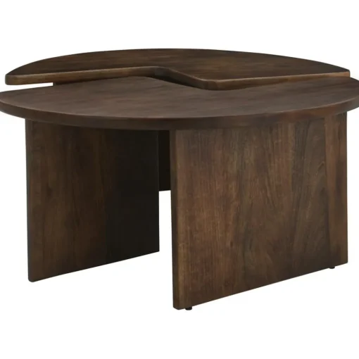 Tavolino Da Salotto Rotondo In Legno Di Mango Match 2 Pz*Ellos Home Clearance