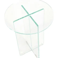 Tavolino Rotondo Con Piano In Vetro Iris*Pastill Discount