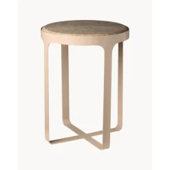 Tavolino Rotondo Con Piano In Travertino Stoner*Pols Potten Outlet