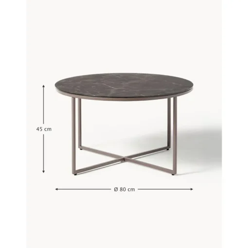 Tavolino Rotondo Da Salotto Con Piano In Vetro Effetto Marmo Antigua*Westwing Collection Best