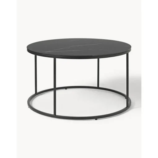 Tavolino Rotondo Da Salotto Con Piano In Vetro Effetto Marmo Antigua*Westwing Collection Online