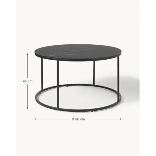 Tavolino Rotondo Da Salotto Con Piano In Vetro Effetto Marmo Antigua*Westwing Collection Online