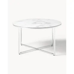 Tavolino Rotondo Da Salotto Con Piano In Vetro Effetto Marmo Antigua*Westwing Collection Fashion