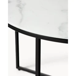Tavolino Rotondo Da Salotto Con Piano In Vetro Effetto Marmo Antigua*Westwing Collection Discount