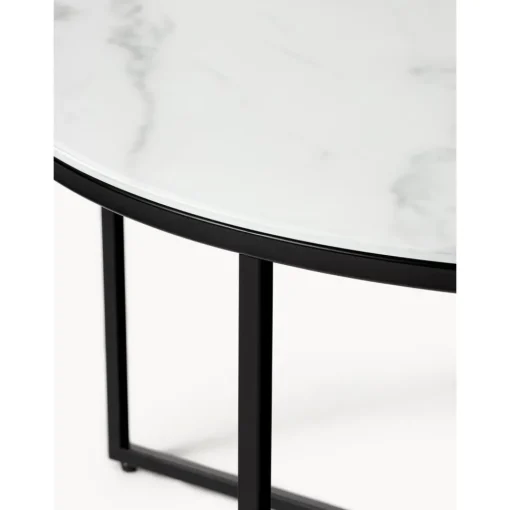 Tavolino Rotondo Da Salotto Con Piano In Vetro Effetto Marmo Antigua*Westwing Collection Discount