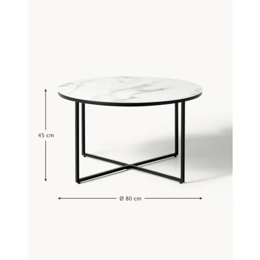 Tavolino Rotondo Da Salotto Con Piano In Vetro Effetto Marmo Antigua*Westwing Collection Discount