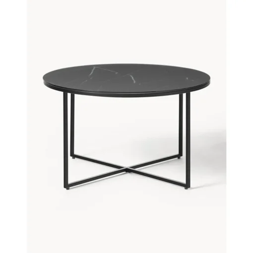 Tavolino Rotondo Da Salotto Con Piano In Vetro Effetto Marmo Antigua*Westwing Collection Outlet