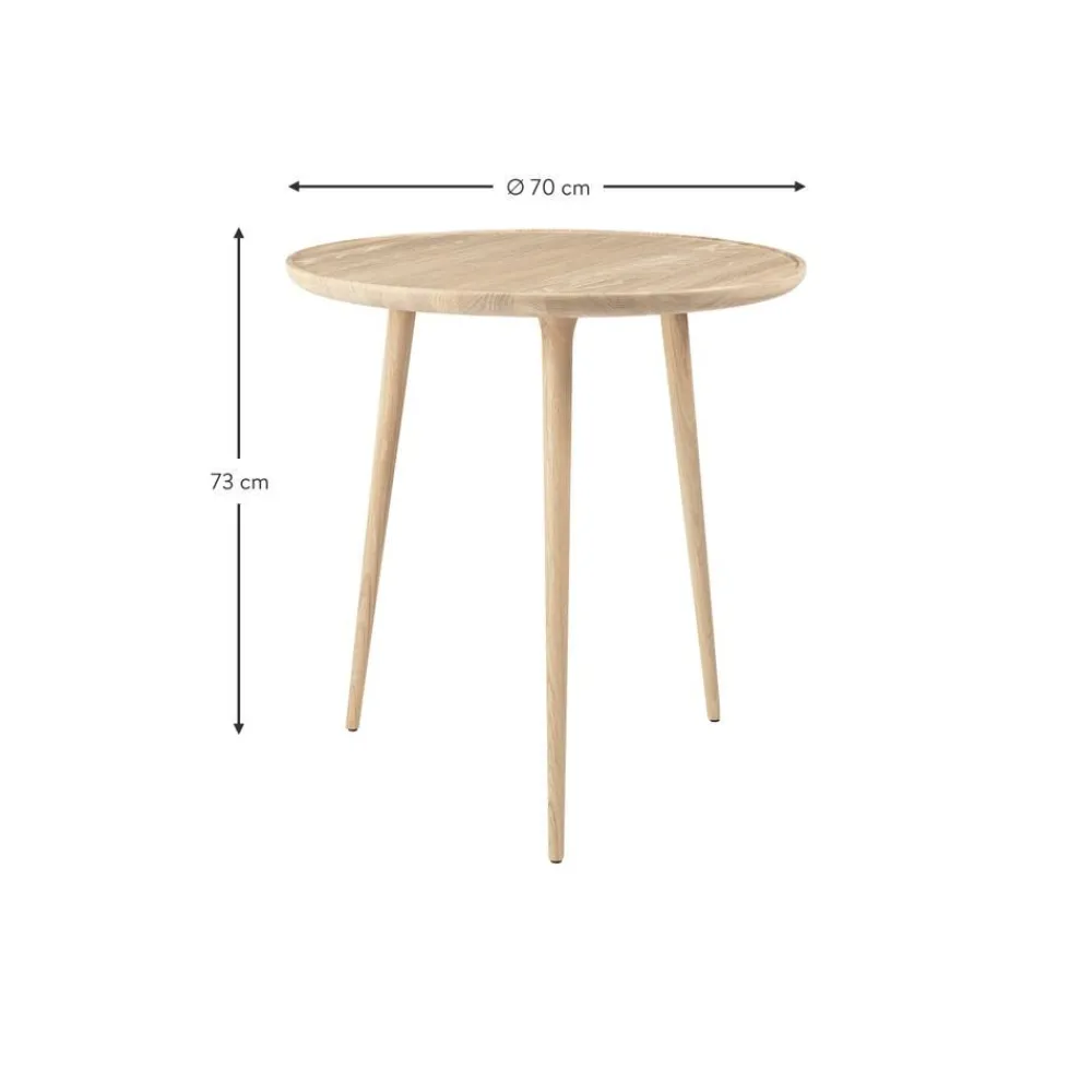 Tavolino Rotondo In Legno Di Quercia Accent, Fatto A Mano*Mater Outlet