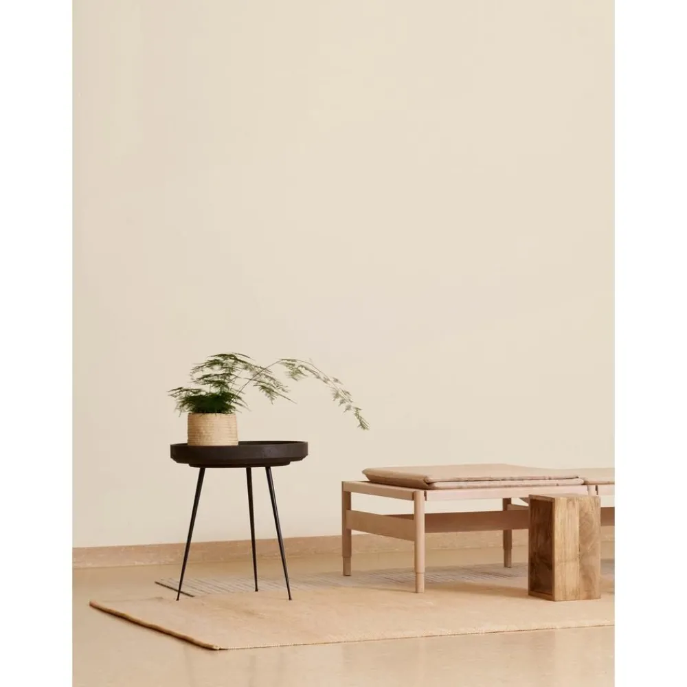 Tavolino Rotondo In Legno Di Quercia Bowl, Fatto A Mano*Mater New