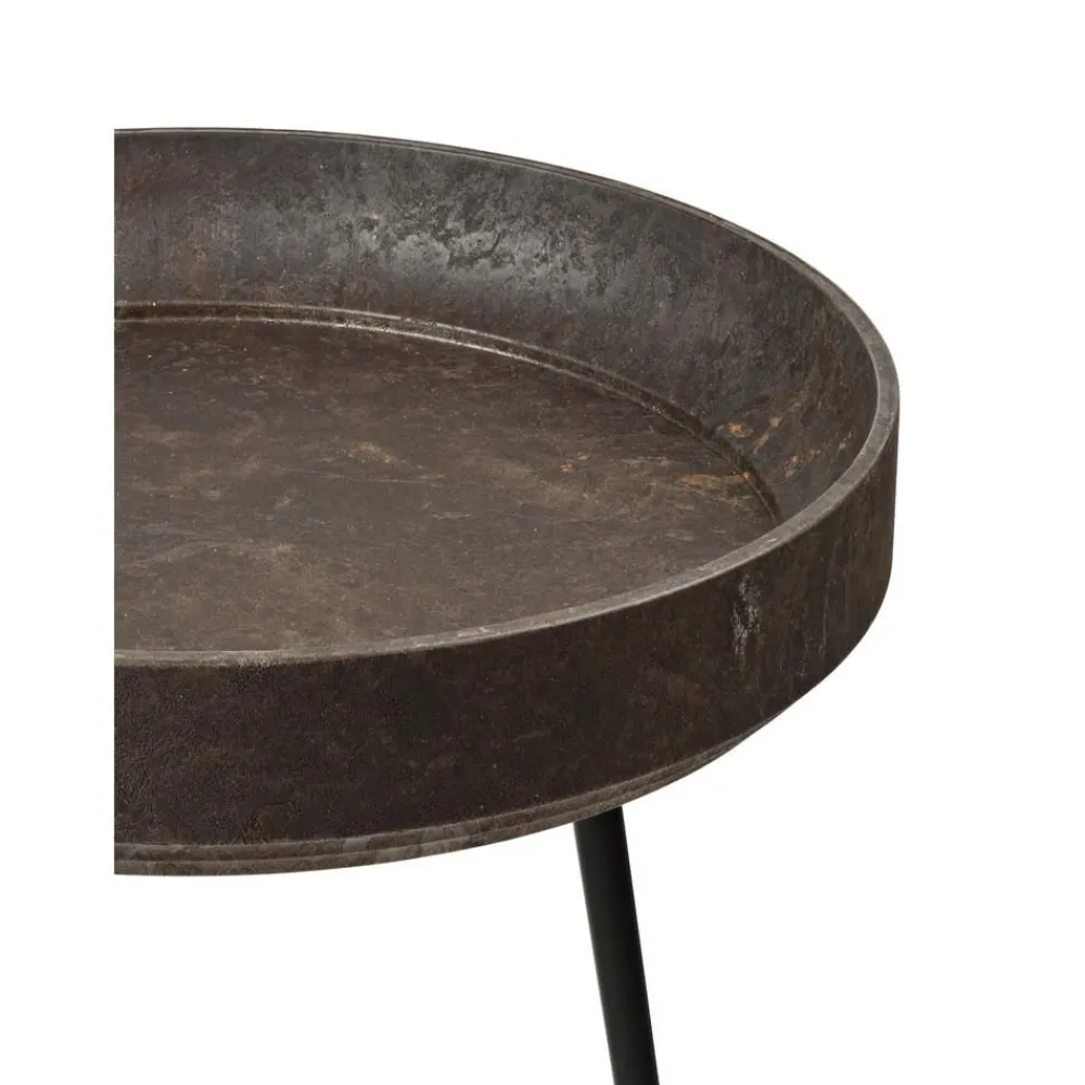 Tavolino Rotondo In Legno Di Quercia Bowl, Fatto A Mano*Mater New