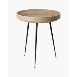 Tavolino Rotondo In Legno Di Quercia Bowl, Fatto A Mano*Mater Fashion