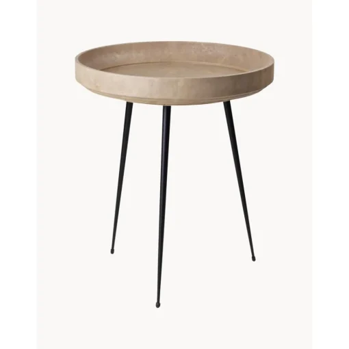 Tavolino Rotondo In Legno Di Quercia Bowl, Fatto A Mano*Mater Fashion