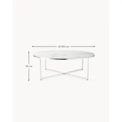 Tavolino Rotondo Xl Da Salotto Con Piano In Vetro Effetto Marmo Antigua*Westwing Collection Fashion