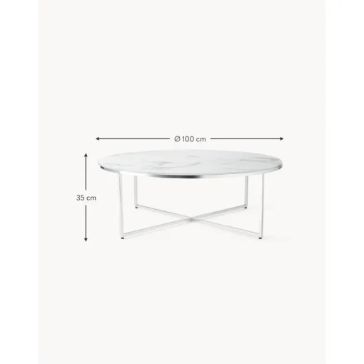 Tavolino Rotondo Xl Da Salotto Con Piano In Vetro Effetto Marmo Antigua*Westwing Collection Fashion